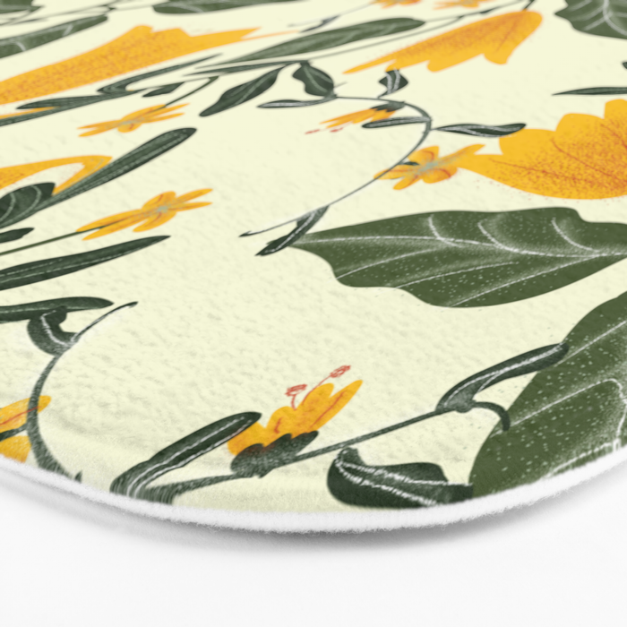 Yellow Bright Flower Pattern Bath Mat Gallery Image 3