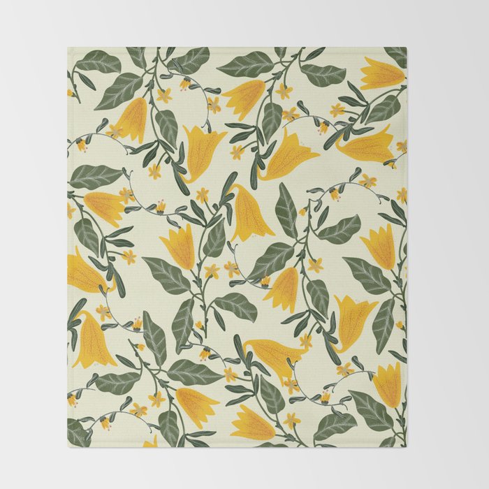 Yellow Bright Flower Pattern Throw Blanket Gallery Image 2