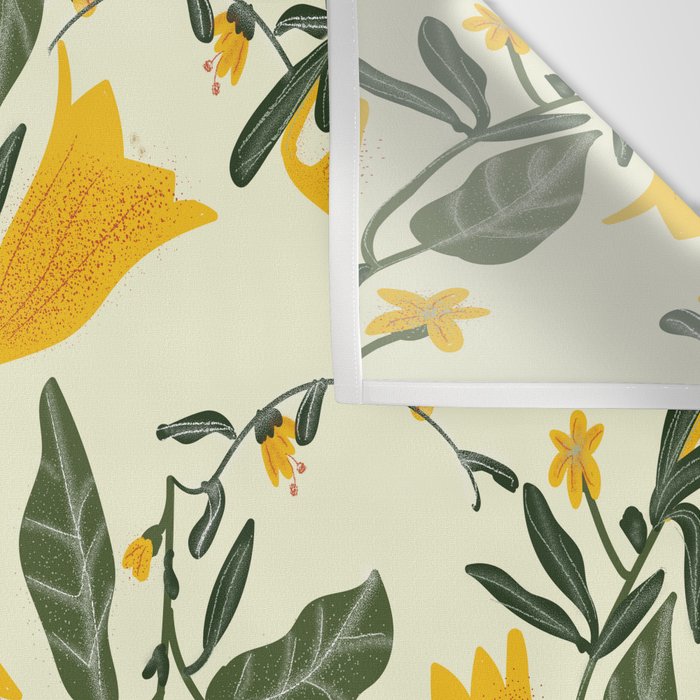 Yellow Bright Flower Pattern Wall Tapestry Gallery Image 3