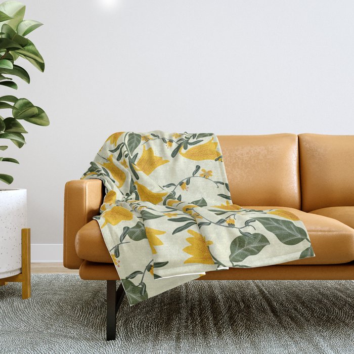 Yellow Bright Flower Pattern Throw Blanket Gallery Image 1