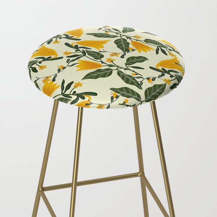Yellow Bright Flower Pattern Stool Gallery Image 2