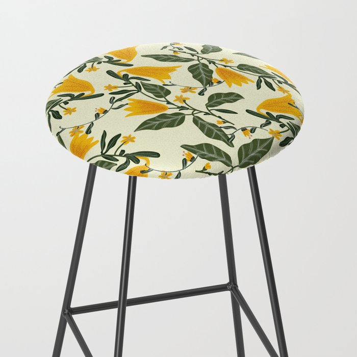 Yellow Bright Flower Pattern Stool Gallery Image 2