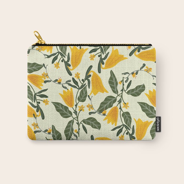 Yellow Bright Flower Pattern Carry All Pouch Gallery Image 1
