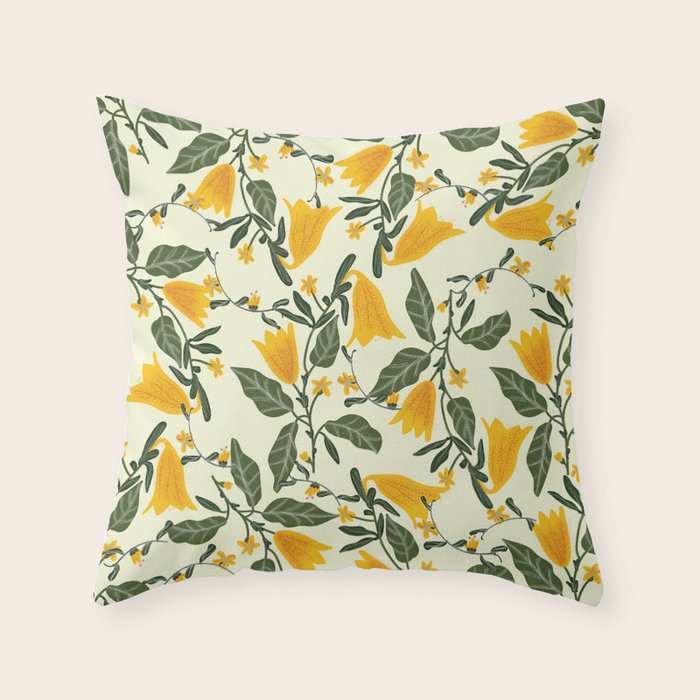 Yellow Bright Flower Pattern Throw Pillow Gallery Image 1
