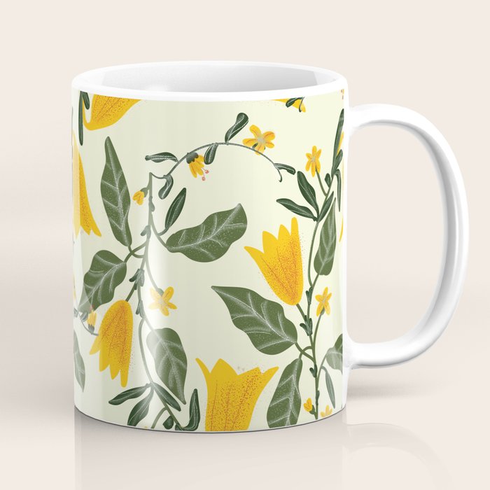 Yellow Bright Flower Pattern Coffee Mug Gallery Image 1