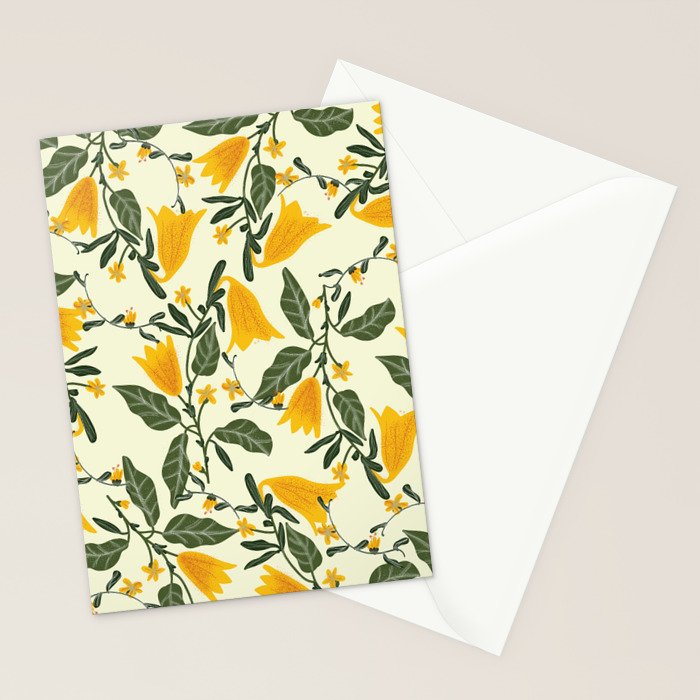 Yellow Bright Flower Pattern Stationery Card Gallery Image 2