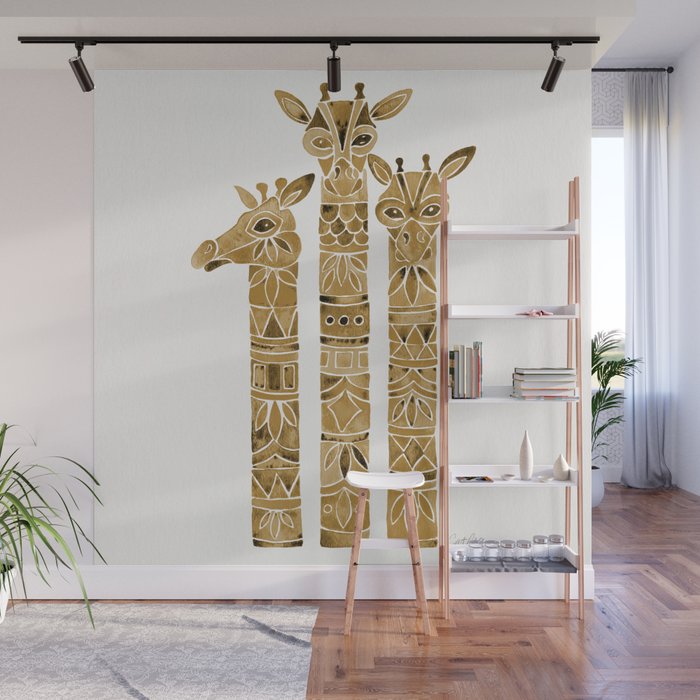 Giraffes - Sepia Palette Wall Mural Gallery Image 1