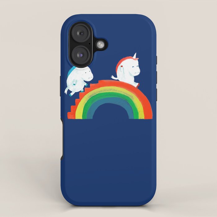 Unicorn on rainbow slide iPhone Case Gallery Image 1