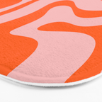 Modern Retro Liquid Swirl Pink and Orange Abstract Pattern Bath Mat Gallery Image 3