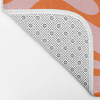 Modern Retro Liquid Swirl Pink and Orange Abstract Pattern Bath Mat Gallery Image 2
