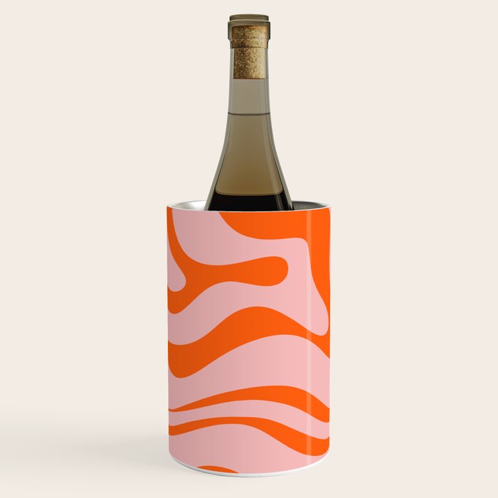 Modern Retro Liquid Swirl Pink and Orange Abstract Pattern Wine Chiller Gallery Image 2