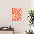 Modern Retro Liquid Swirl Pink and Orange Abstract Pattern Poster Gallery Image 2