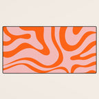 Modern Retro Liquid Swirl Pink and Orange Abstract Pattern Desk Mat Gallery Image 3
