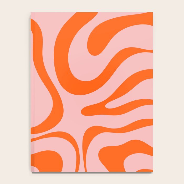 Modern Retro Liquid Swirl Pink and Orange Abstract Pattern Notebook Gallery Image 4