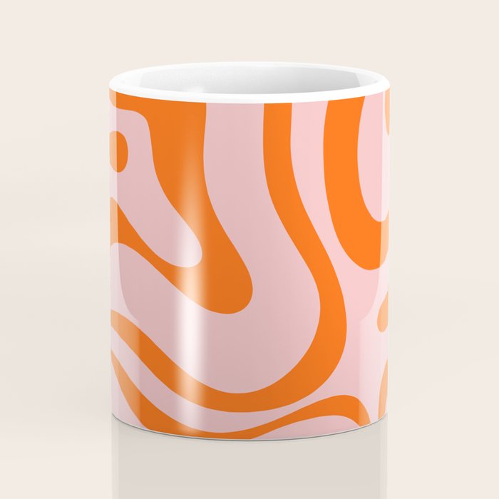 Modern Retro Liquid Swirl Pink and Orange Abstract Pattern Coffee Mug Gallery Image 4