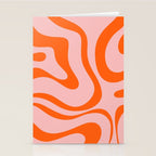 Modern Retro Liquid Swirl Pink and Orange Abstract Pattern Stationery Card Gallery Image 2