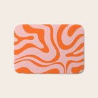 Modern Retro Liquid Swirl Pink and Orange Abstract Pattern Bath Mat Gallery Image 1