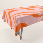 Modern Retro Liquid Swirl Pink and Orange Abstract Pattern Tablecloth Gallery Image 1