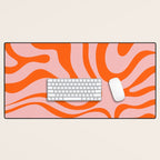 Modern Retro Liquid Swirl Pink and Orange Abstract Pattern Desk Mat Gallery Image 1