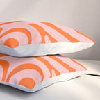 Modern Retro Liquid Swirl Pink and Orange Abstract Pattern Pillow Sham Gallery Image 3