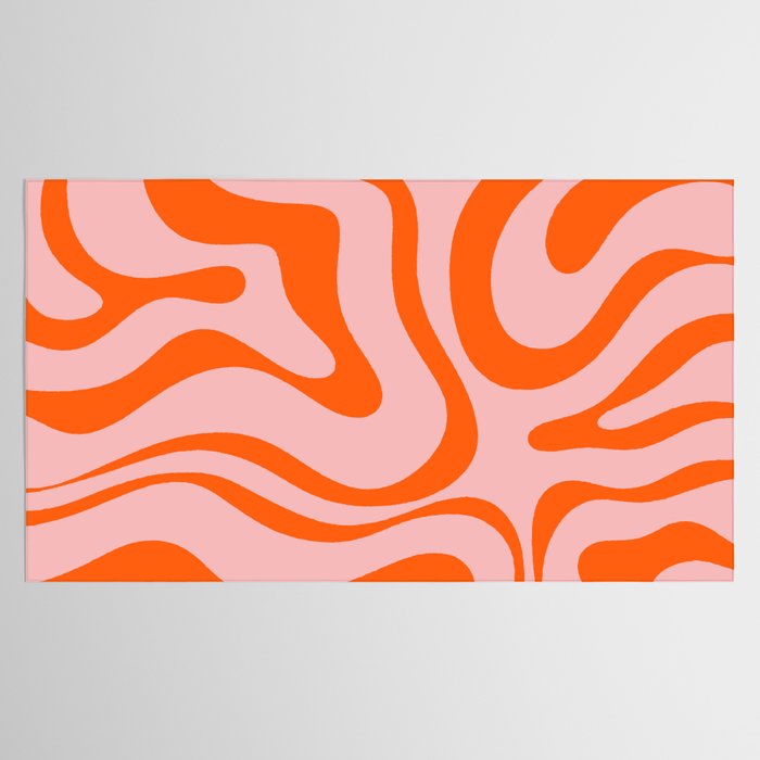 Modern Retro Liquid Swirl Pink and Orange Abstract Pattern Tablecloth Gallery Image 2