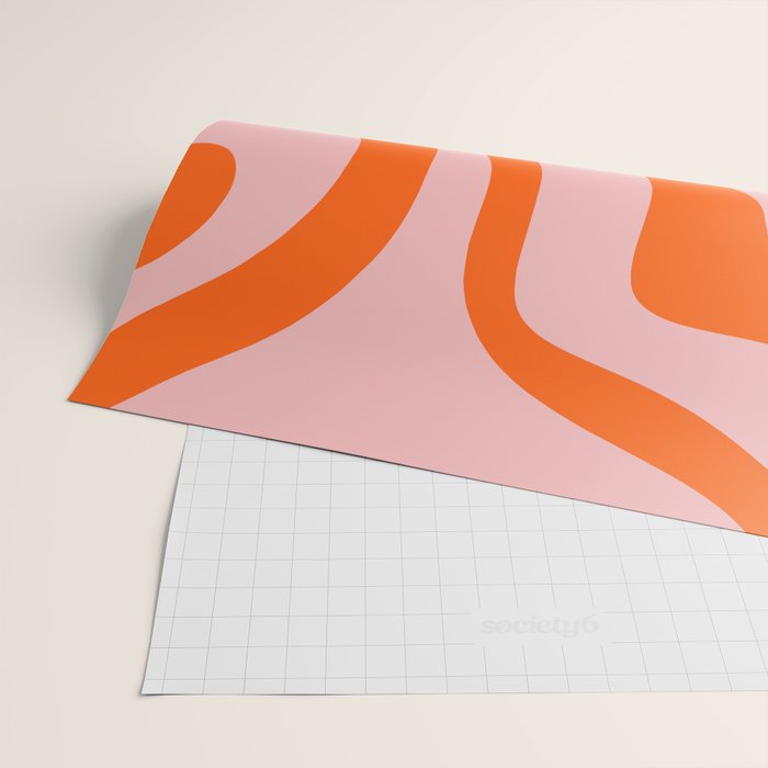 Modern Retro Liquid Swirl Pink and Orange Abstract Pattern Wrapping Paper Gallery Image 2