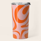 Modern Retro Liquid Swirl Pink and Orange Abstract Pattern Travel Mug Gallery Image 2