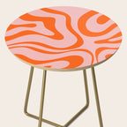 Modern Retro Liquid Swirl Pink and Orange Abstract Pattern Side Table Gallery Image 2