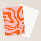 Modern Retro Liquid Swirl Pink and Orange Abstract Pattern Stationery Card Gallery Image 2