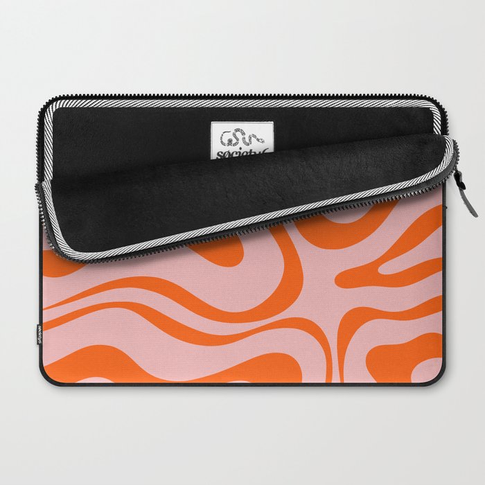 Modern Retro Liquid Swirl Pink and Orange Abstract Pattern Laptop Sleeve Gallery Image 2