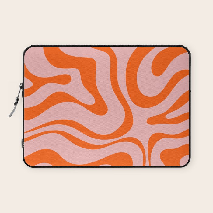 Modern Retro Liquid Swirl Pink and Orange Abstract Pattern Laptop Sleeve Gallery Image 1