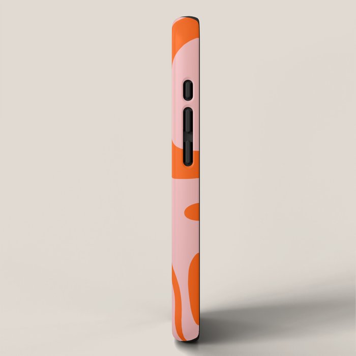 Modern Retro Liquid Swirl Pink and Orange Abstract Pattern iPhone Case Gallery Image 2