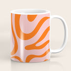 Modern Retro Liquid Swirl Pink and Orange Abstract Pattern Coffee Mug Gallery Image 1