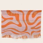 Modern Retro Liquid Swirl Pink and Orange Abstract Pattern Wall Hanging Gallery Image 1