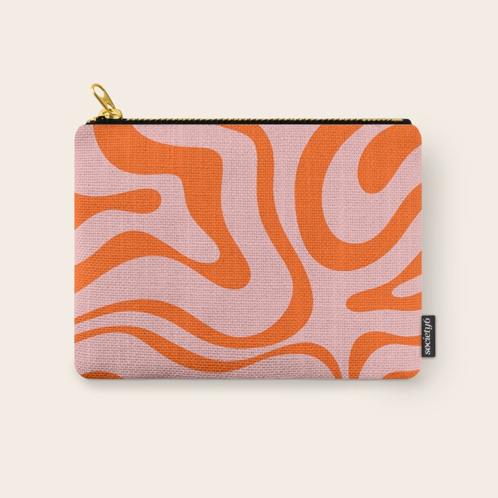 Modern Retro Liquid Swirl Pink and Orange Abstract Pattern Carry All Pouch Gallery Image 1