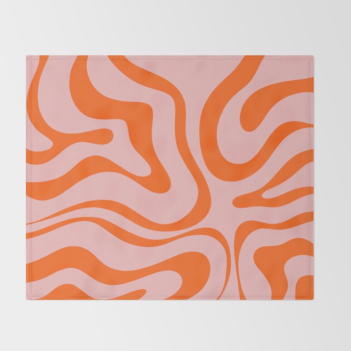Modern Retro Liquid Swirl Pink and Orange Abstract Pattern Throw Blanket Gallery Image 2