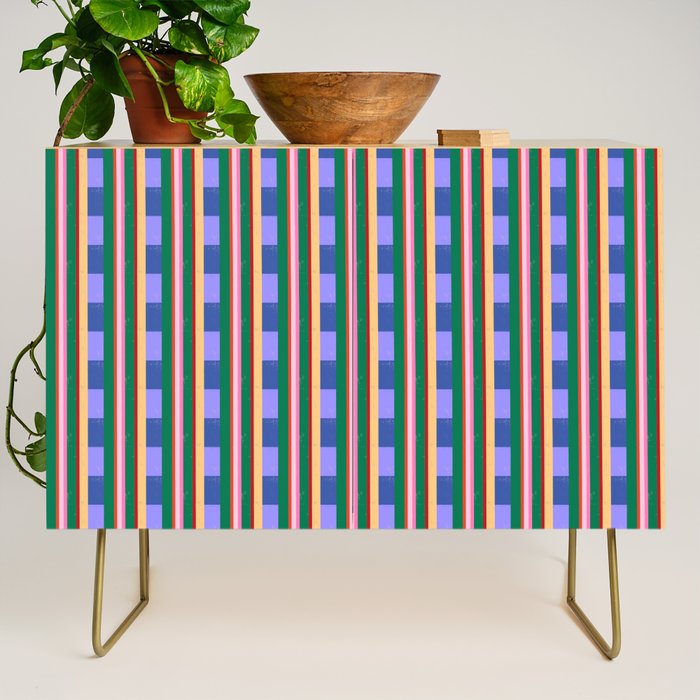 Woven Color Block Stripes Credenza Gallery Image 1