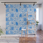 Winter Forest Woodland Animals in Blue Wall Mural Gallery Image 1