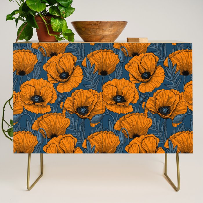 Orange poppies Credenza Gallery Image 1