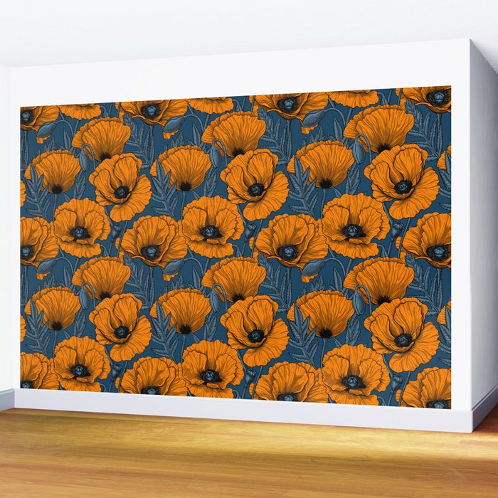 Orange poppies Wall Mural Gallery Image 2