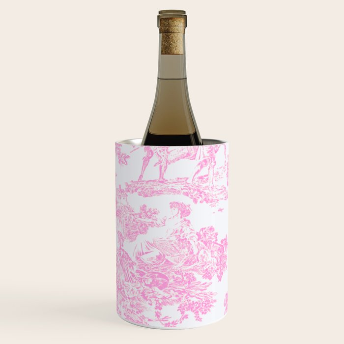 Pink Toile De Jouy Print Wine Chiller Gallery Image 2