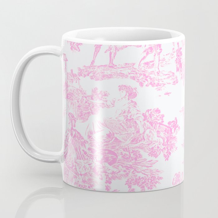 Pink Toile De Jouy Print Coffee Mug Gallery Image 3