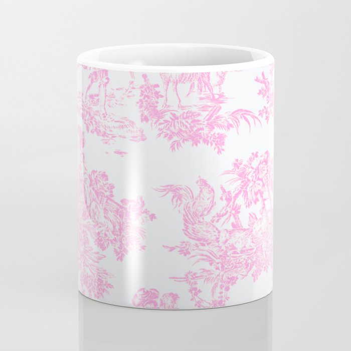 Pink Toile De Jouy Print Coffee Mug Gallery Image 4