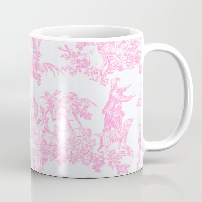 Pink Toile De Jouy Print Coffee Mug