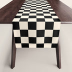 Checkerboard Mini Check Pattern in Black and Almond Cream Table Runner Gallery Image 1