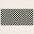 Checkerboard Mini Check Pattern in Black and Almond Cream Desk Mat Gallery Image 3