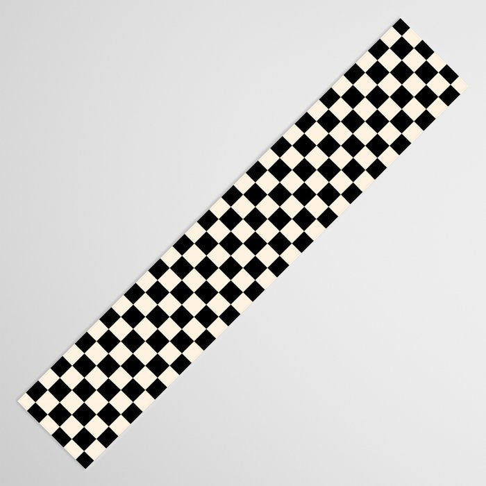 Checkerboard Mini Check Pattern in Black and Almond Cream Table Runner Gallery Image 3