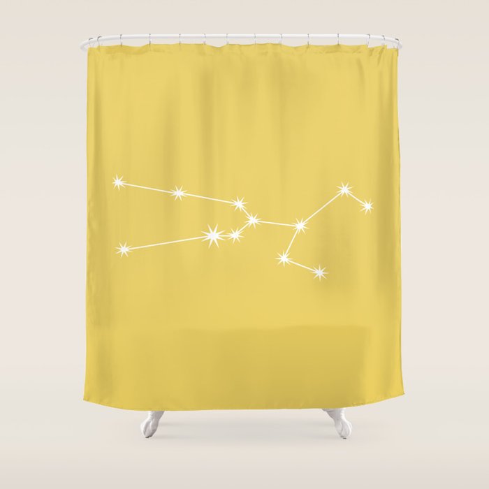 Taurus Zodiac Star Constellation Line Art Soft Yellow Shower Curtain Gallery Image 1