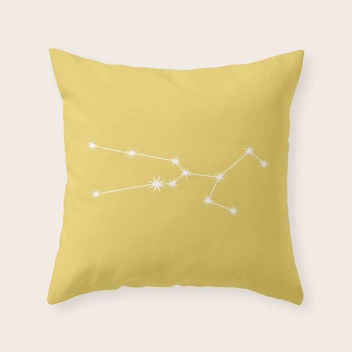 Taurus Zodiac Star Constellation Line Art Soft Yellow Throw Pillow Gallery Image 1