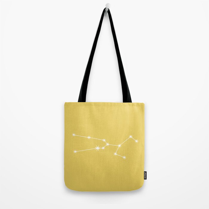 Taurus Zodiac Star Constellation Line Art Soft Yellow Tote Bag Gallery Image 2